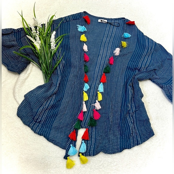 THML Bohemian Tassel Lightweight Kimono Cardigan - Small - Picture 1 of 9